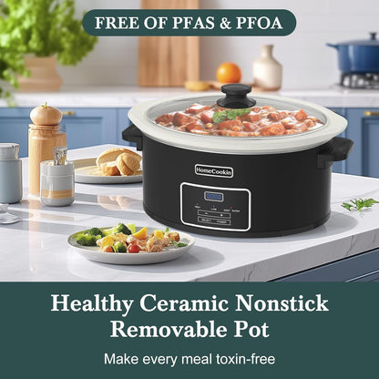 8-Quart Programmable Slow Cooker with Timer Keep Warm - Small Kitchen Appliance for Family Dinners - Serves 6+ People (Black)3