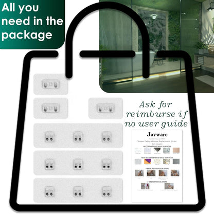 Shower Caddy Adhesive Replacement Stickers, Shower Organizer Adhesive Replacement Strips (Transparent - 6 Packs)7