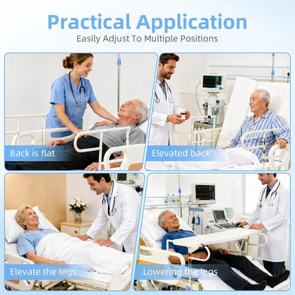Upgrade 5 Function Full Electric Hospital Bed, Medical Bed with Lateral Tilting for Home Use, Adjustable Hospital Bed with Mattress, Locking Casters, IV Pole6