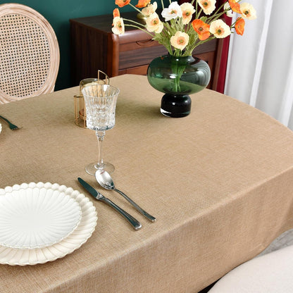 Farmhouse Faux Linen Oval Tablecloth 60X102 Inch7