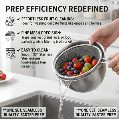 7.9 X 5.9 X 3.5 Inch Berry Washing Bowl - Mixing Bowl with Spout, Fine Mesh Mini Colander - Stainless Steel3