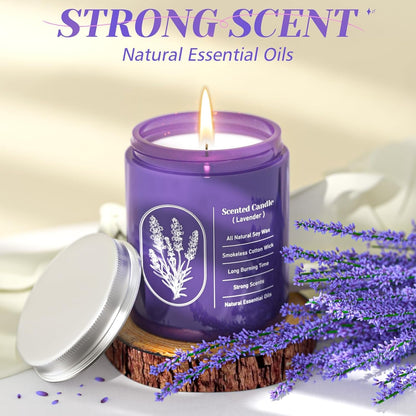 Lavender Scented Soy Candle for Women & Men, 7.6 Oz Jar Candle4