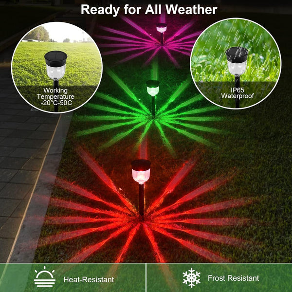 Solar Outdoor Path Lights, Color Changing Waterproof IP65 Auto On/Off Solar Landscape Pathway LED Lights for Back Yard and Walkway Decorative4
