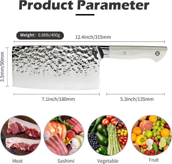 ZHANG XIAO QUAN Damascus Meat Cleaver 7”, Ultra Sharp Chinese Slice Knife Made of High Carbon Stainless Steel, Chinese Chef Knife for Meat Vegetable, Hundreds of Years of Masterful2