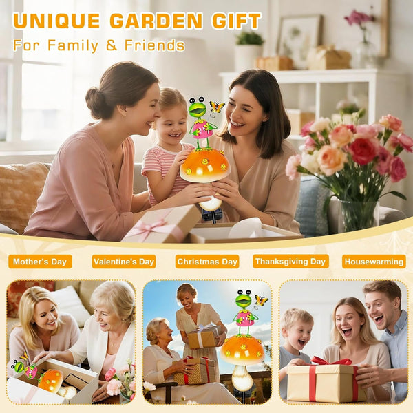 Solar Garden Lights Outdoor, Frog Mushroom Stake Light, Waterproof6