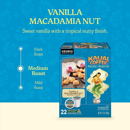 K-Cup Pods - Vanilla Macadamia Nut, 22 K-Cup Pods | Medium Roast, Arabica Coffee, 10% Hawaiian, for Keurig Brewers, Single Serve, Vanilla Beans with Toasted Macadamia Nuts3