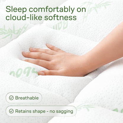 Ultra Soft & Cooling Mattress Topper - Queen Size | Rayon Derived from Bamboo, Pillow Top Mattress Pad, 20" Deep Pocket, Back Pain Relief, Perfect for Hot Sleepers, Green2
