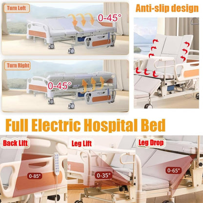Full Electric Adjustable Hospital Bed with Built in Toilet & Lateral Tilting, Power Lift Clinical Nursing Bed for Elderly Seniors Bariatric,No Electric Lift5