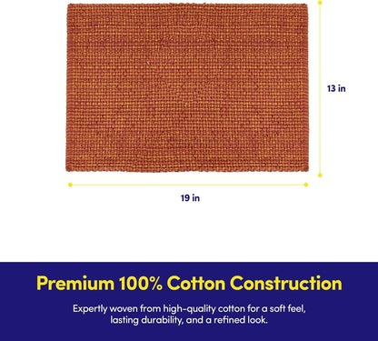 100% Cotton Placemats for Dining Room Rectangle Two Tone Woven Fabric 13" X 19" Soft Durable Table Mat Set, Set of 6, Rust3