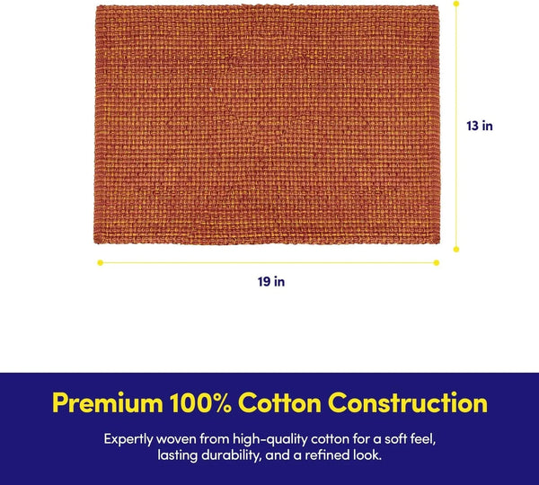 100% Cotton Placemats for Dining Room Rectangle Two Tone Woven Fabric 13" X 19" Soft Durable Table Mat Set, Set of 6, Rust3