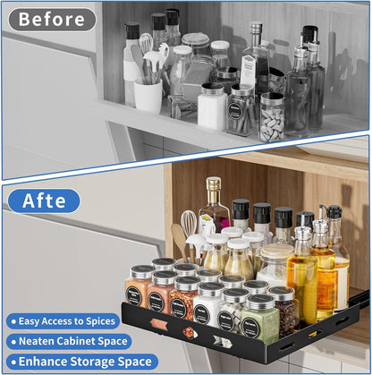 Pull Out Spice Rack for Cabinet, 12.6" Wx10.5 Dx2.8 H2