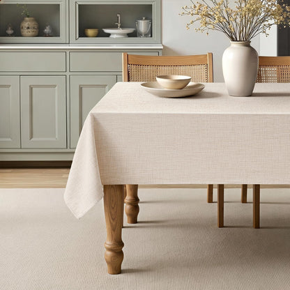 Linen Textured 54 Inch Square Tablecloth Ivory1