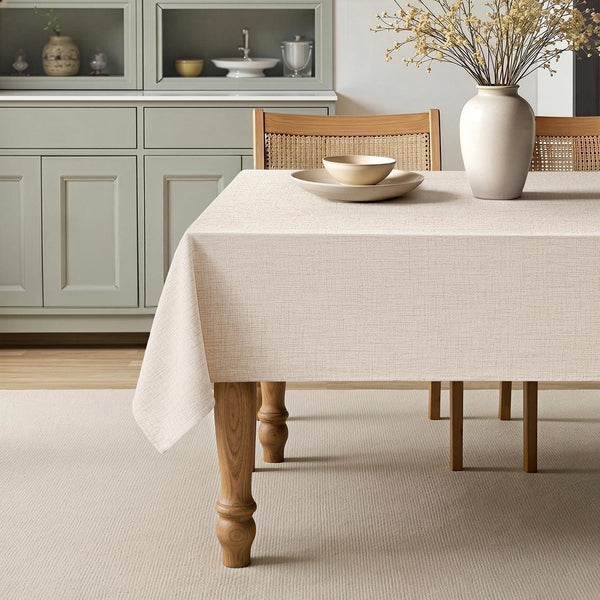Linen Textured 54 Inch Square Tablecloth Ivory1