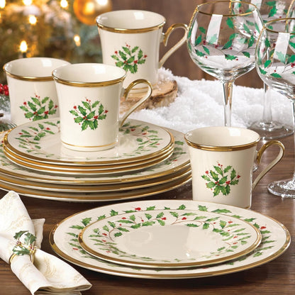 Holiday Christmas Porcelain 12-Piece Dinnerware Set with Mugs7
