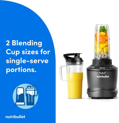 Nutribullet Smartsense Blender Combo, 1400W, 64Oz Pitcher, 32Oz & 24Oz Cups, 5-Speed, Smoothies, Ice and Frozen Fruit, Nut Milk, Soup, Gunmetal Gray, NBF507008