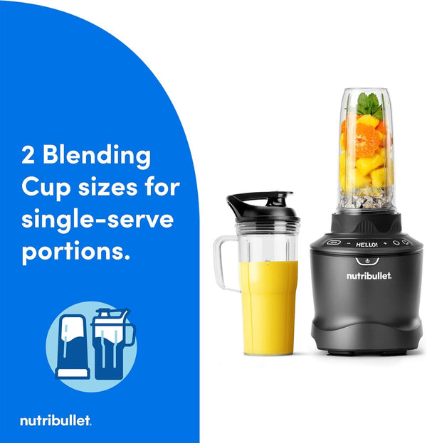 Nutribullet Smartsense Blender Combo, 1400W, 64Oz Pitcher, 32Oz & 24Oz Cups, 5-Speed, Smoothies, Ice and Frozen Fruit, Nut Milk, Soup, Gunmetal Gray, NBF507008