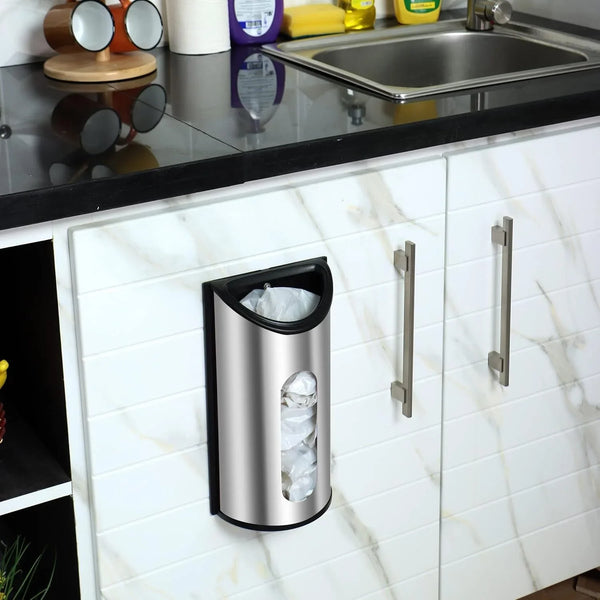 Wall-Mounted Stainless Steel Grocery Bag Holder, Silver5