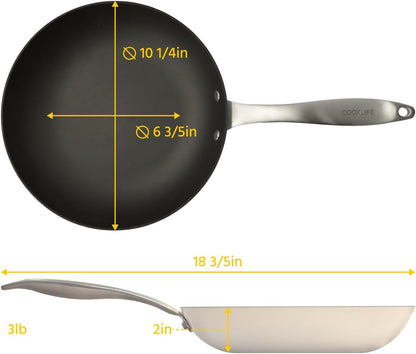 10.25 Inch Lightweight Enameled Cast Iron Frying Pan - Toxin-Free - Oven Safe up to 500° F or on Stovetop - Cast Iron Skillet for Cook, Bake - Antique White6