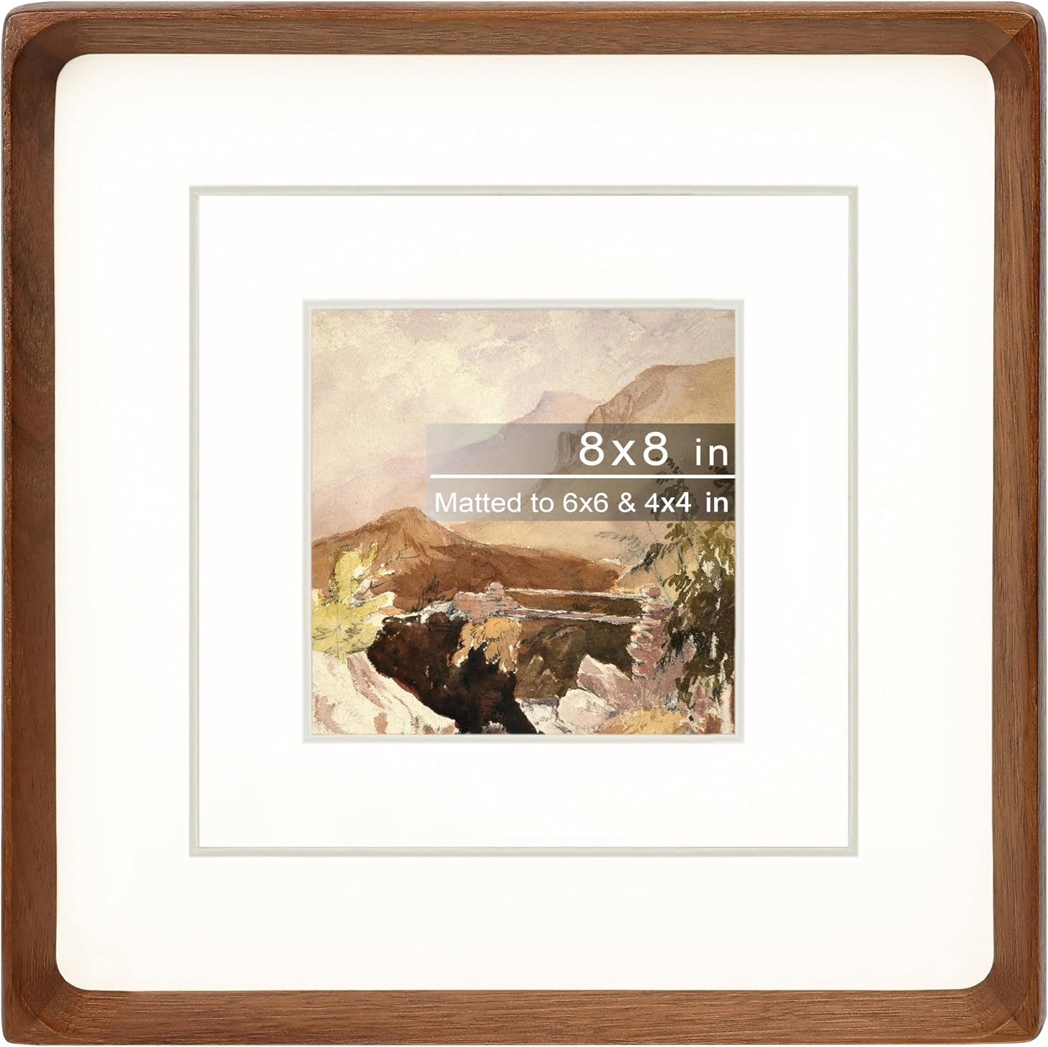 square-8x8-picture-frame-with-mat-for-4x4-6x6-natural-walnut-wood-handcrafted-rounded-corner-with-real-glass-vertical-or-horizontal-display-photo-gallery-wall-tabletop-frame