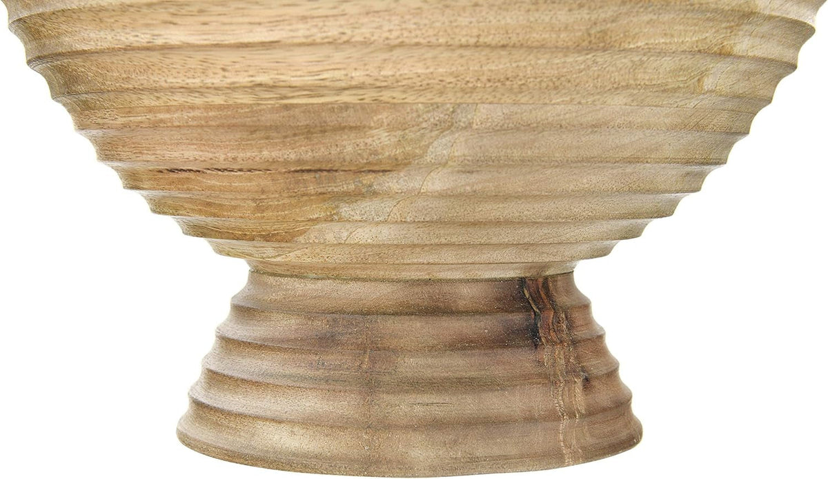 creative-co-op-ridged-mango-wood-footed-bowl-brown