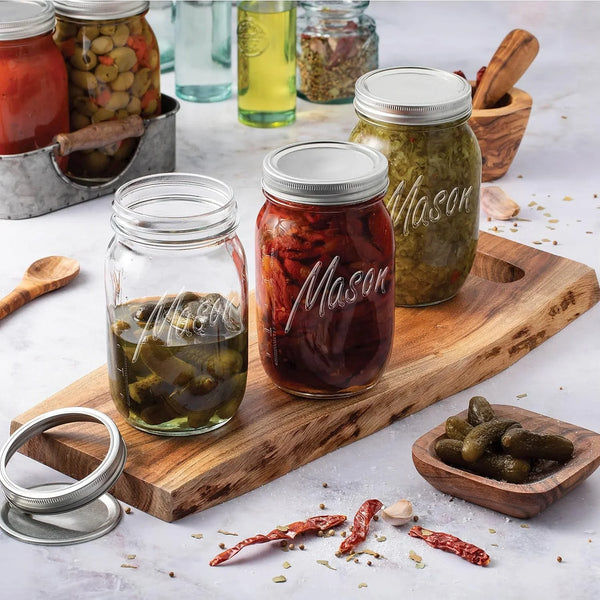 Wide Mouth Mason Jars 32 Oz, Mason Jars with Lids, 2-Pack | 32 Oz Mason Jars, Glass Quart Mason Jars Wide Mouth with Lids, Canning Jars, Pickling Jars, Food Storage, Meal Prep3