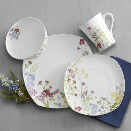 Wildflower Garden Dinnerware Set, 16-Piece Bone China Dishes Service for 4, Square Plates and Bowls Set with Mugs, Floral Design, Dishwasher and Microwave Safe6