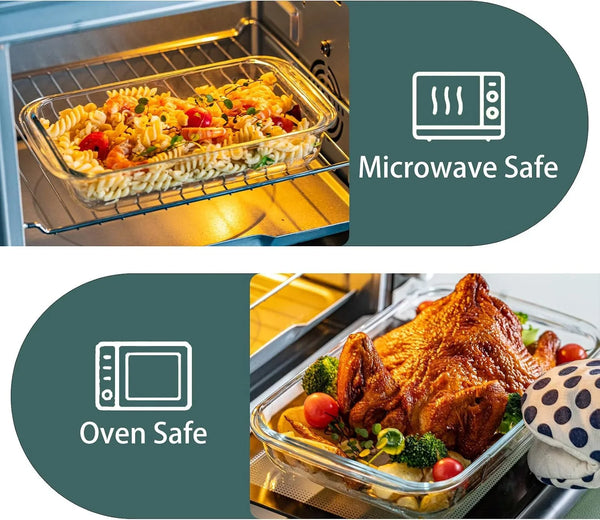 Glass Baking Dish, Glass Baking Dishes for Oven,Food Container 3-Piece Set for Cooking Lasagna Kitchen Baking Bakeware Set Oven Microwave Refrigerator Dishwasher Safe (3)5