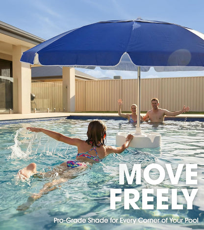 7FT Floating Table Umbrella with Base & Cup Holder, Portable Pool Umbrella for inside of Pool, Floating Poolside Shade Include Easy Carry Bag for Swimming Area, Beach, Lake House, Navy2