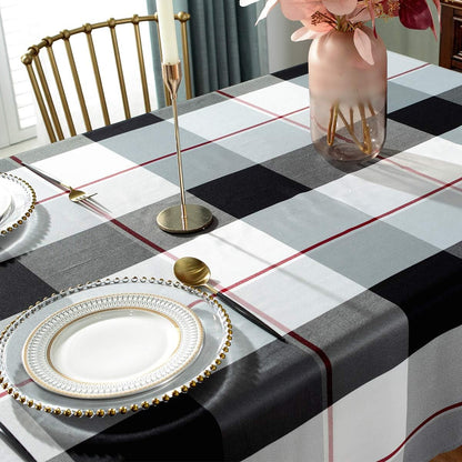 Rectangle Tablecloth, 60" X 84" Checkered Table Cloth, Grey4