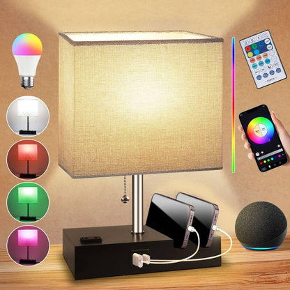 Smart RGB Dimmable Table Lamp Compatible with Alexa&App&Remote Control, Gray1