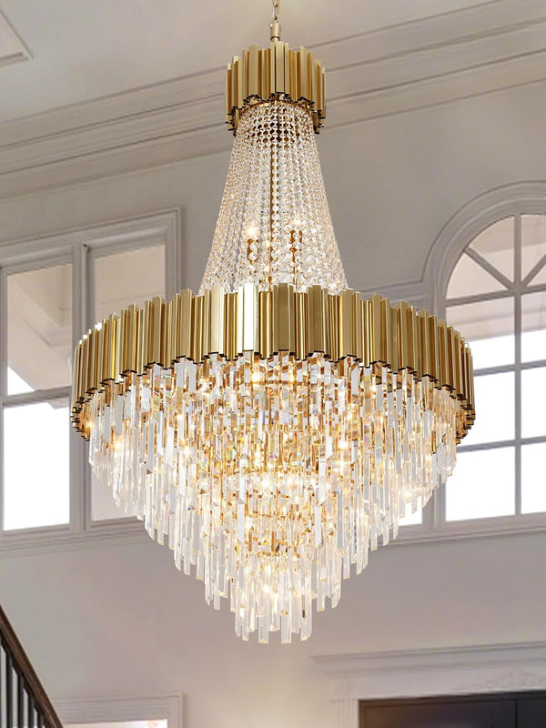 Modern Large Chandelier Light Crystal Chandelier High Ceiling Foyer Entryway Gold Luxury Pendant Hanging Light Fixture UL Listed Ceiling Light for Living Room, Foyer, Dining Room, Staircase1