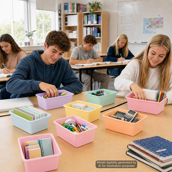24 Pack Plastic Cubby Storage Bins Crew Toy Stackable Bin Classroom Plastic Cubby Bins Stackable Storage Containers Classroom Book Bin for Student Teacher School Office Home(Pastel)7