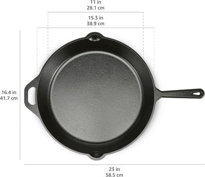 Pre-Seasoned Cast Iron Skillet, Oven Safe, Even Heating, Heat Distribution, Stove Compatible, Heavy-Duty, 15-Inch, Black4