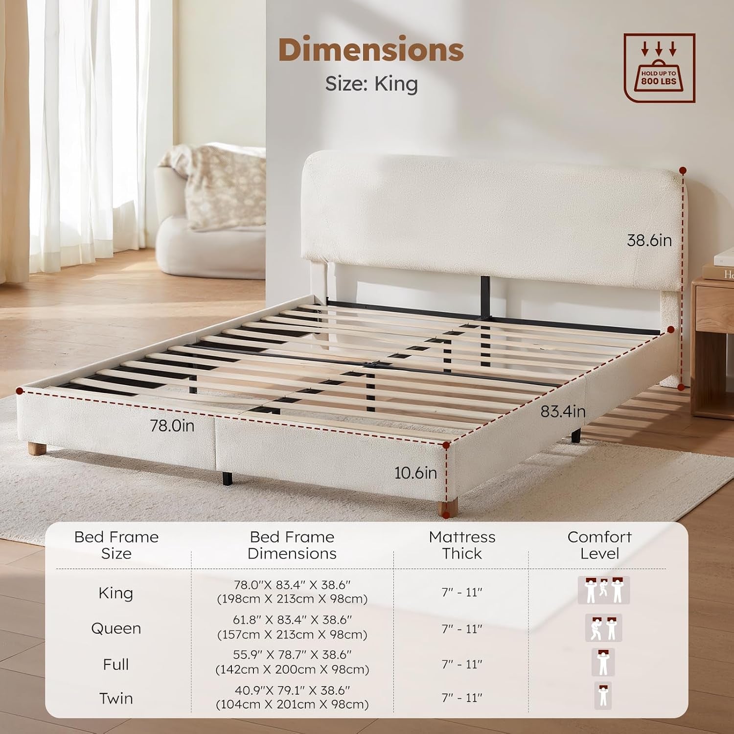 king-size-cloud-bed-frame-boucle-wood-upholstered-platform-bed-cream