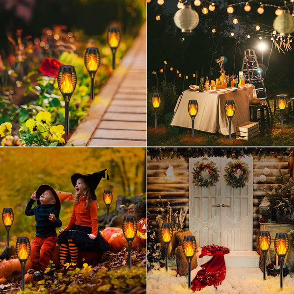 10Pack Solar Torch Light Outdoor Flickering Flame for Halloween Decorations2