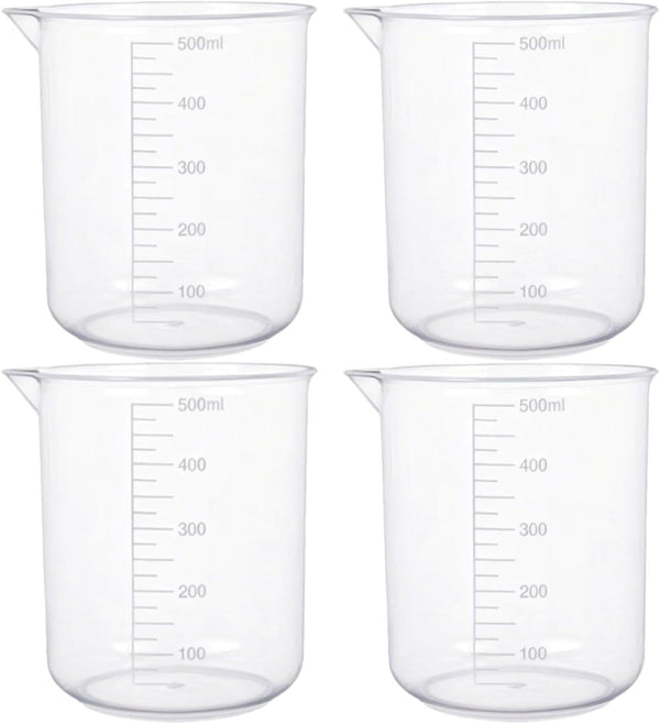 4PCS 500Ml Plastic Lab Beakers, Transparent Graduated Measuring Cups with Pour Spout for Science Experiments, Kitchen & DIY1