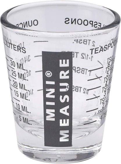 Mini Measure Heavy Glass, 20-Incremental Measurements Multi-Purpose Liquid and Dry Measuring Shot Glass, Black1