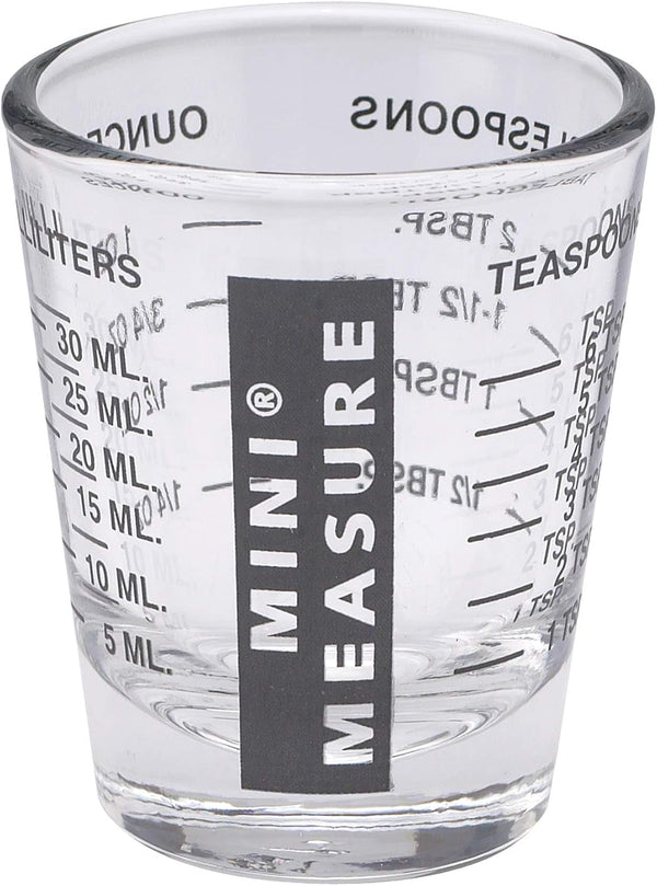 Mini Measure Heavy Glass, 20-Incremental Measurements Multi-Purpose Liquid and Dry Measuring Shot Glass, Black1