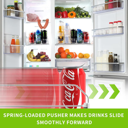 Drink Organizer for Fridge, Soda Can Organizer for Refrigerator with Automatic Pusher Glide, Adjustable Width Drink Dispenser for Fridge, Holds up to 25 Cans or Bottles, 5 Row2
