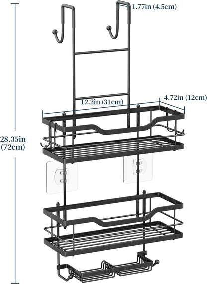 over the Door Shower Caddy - 3 Tier Shower Shelves Hanging with Soap Holders, Large Capacity Shower Organizer with 6 Hooks, Bathroom Rack and Storage, Black5