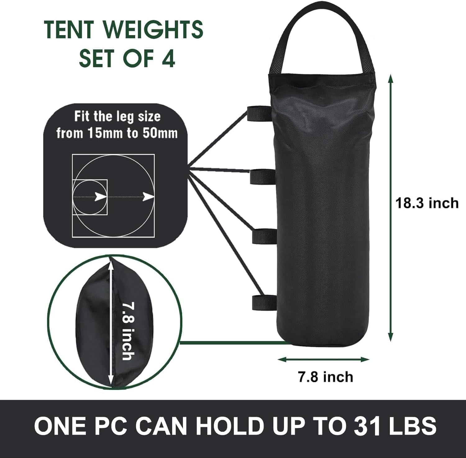 usa-125lbs-4-pack-universal-canopy-weights-secure-wind-protection-to-prevent-tipping-easy-wrap-around-installation-heavy-duty-sandbags-without-sand-fits-all-instant-shelter-legs-black