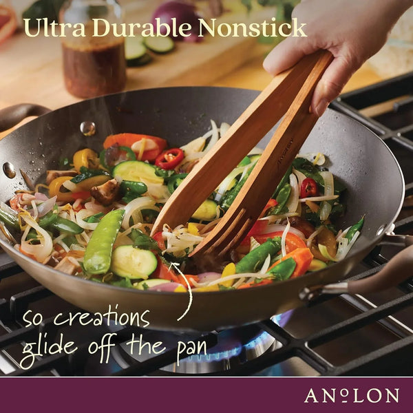 Advanced Home Hard Anodized Nonstick Wok/Stir Fry with Lid and Cooking Tool, 14 Inch, Bronze4