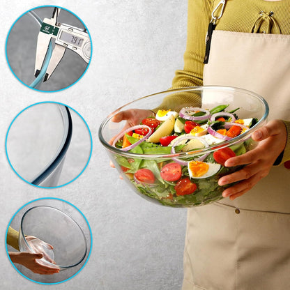 4.5QT Large Glass Mixing Bowl, Big Clear Salad Bowls4
