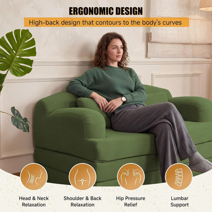 57.1" Trifold Boneless Couch for Living Room, Convertible Sofa Bed7