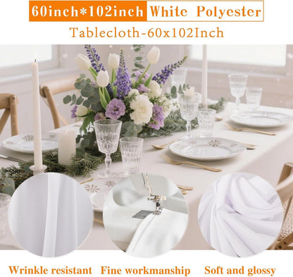 10 Pack White Table Cloth Rectangle 60X102 Inch Fit 6FT Table3