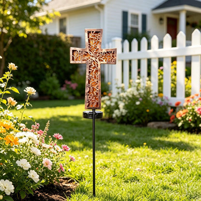Solar Cross Garden Stake Lights 38Inch Metal Waterproof Garden Decor2