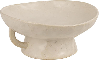 Creative Co-Op Stoneware Footed Pedestal Bowl with Handles, Reactive Glaze, White1
