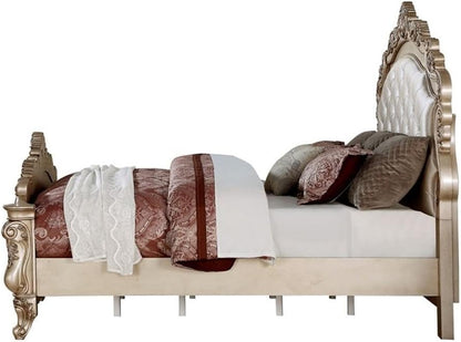 Gorsedd Queen Bed in Cream Fabric and Golden Ivory5