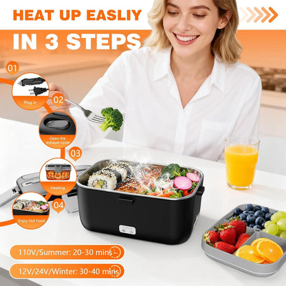 Electric Lunch Box for Adults, 2.8L Double Layer Heated Lunchbox6