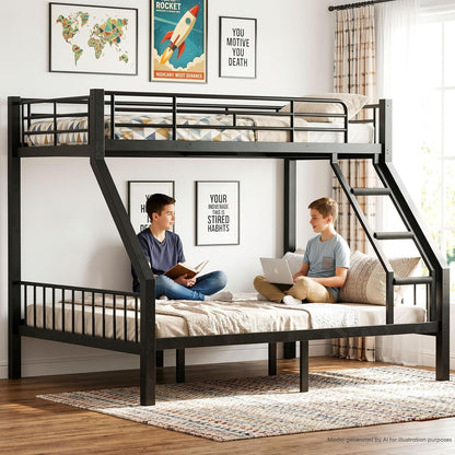 Heavy Duty Twin XL over Queen Bunk Bed with Eva-Padded Angled Ladder6